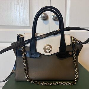 Michael Kors Carmen Small Olive Color-Block Saffiano Leather Satchel